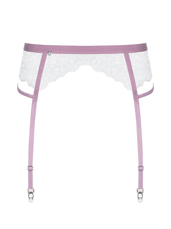 Biało fioletowy pas do pończoch Obsessive Lilyanne