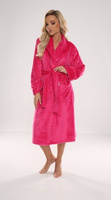 Ciepły długi wiązany szlafrok Abigail De Lafense 628 MALINOWY