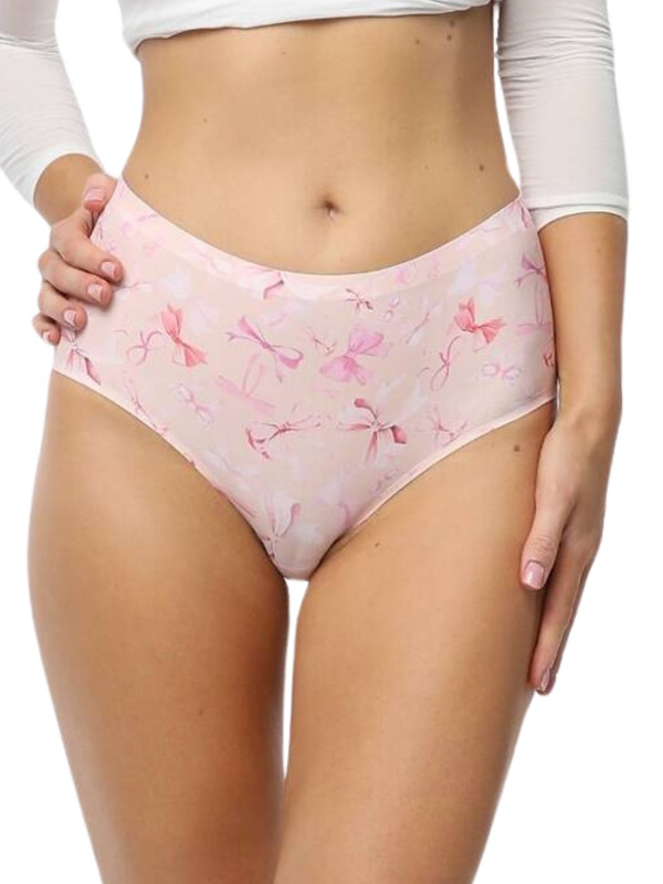 Różowe bezszwowe figi Julimex SWEET BOW MAXI Rak'n'Roll