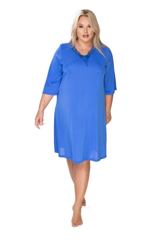 Koszula nocna damska Elena wygodna 6400 szafir - Mewa