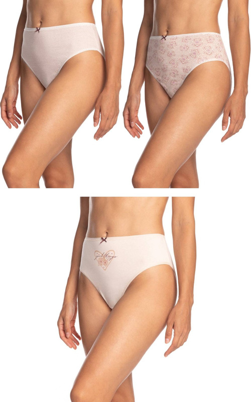 Bawełniane figi damskie Lama 3-pak Bikini - jasne kolory