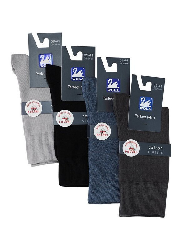 Eleganckie garniturowe skarpetki Wola Perfect Man brown coal || szary || melanż