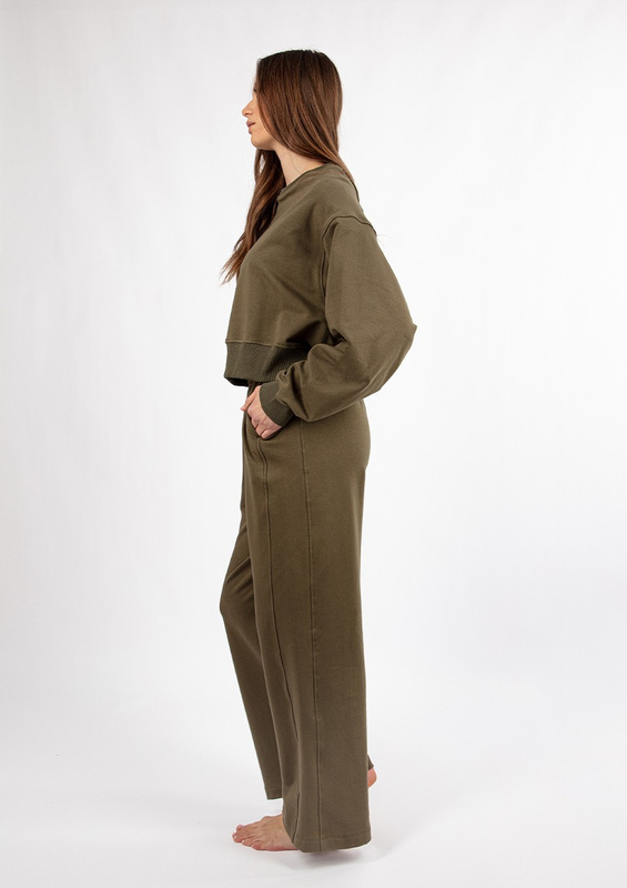 Bawełniany komplet dresowy DK-K-B23 - ecru Dkaren