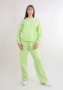 Komplet sportowy bluza z kapturem i "kangurką" oraz szerokie spodnie Dk-k-b8 - jasny zielony bawełna - Dkaren