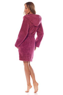 Krótki ciepły szlafrok z kapturem L&L 2204 BRANDI w kolorze brudnego różu