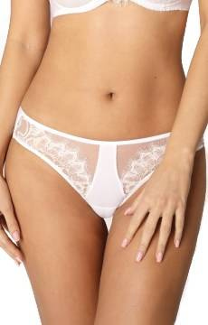 Białe stringi damskie z ozdobną koronką Unikat MELODY