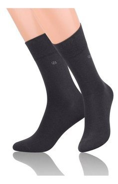 Skarpetki męskie Steven 056/ gładkie z małym wzorkiem na łydce / grafitowe