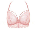 Koronkowy, miękki biustonosz Gorteks Charlize/B2 z paseczkami i  ozdobnym tyłem / różowy