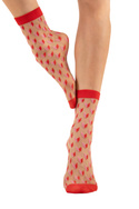 Beżowe skarpetki w czerwone wzorki Fiore DIZZY 20 den  red/nude