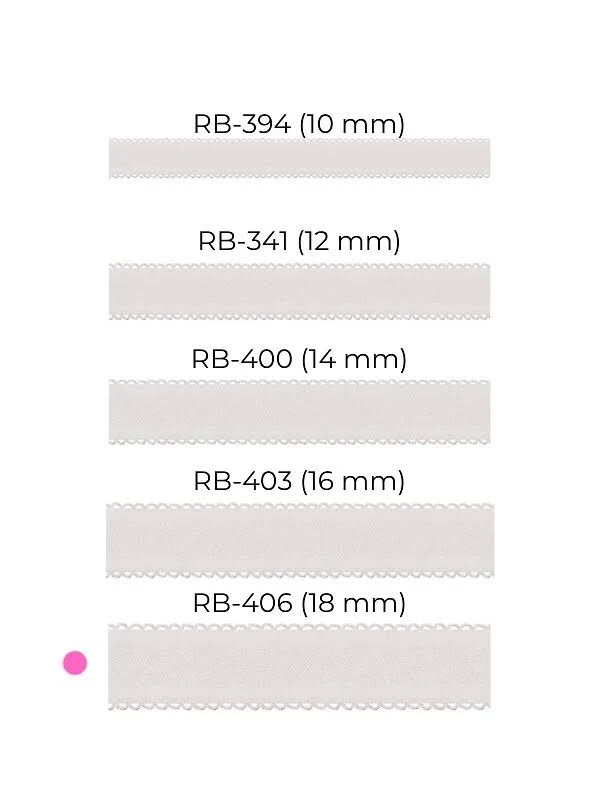 Materiałowe wymienne ramiączka RB-400 RAMIĄCZKA '14 MM' BIAŁE