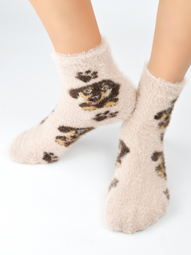 Puchate Skarpetki z pieskiem SP008 jasny beż - Noviti