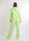 Komplet sportowy bluza z kapturem i "kangurką" oraz szerokie spodnie Dk-k-b8 - jasny zielony bawełna - Dkaren