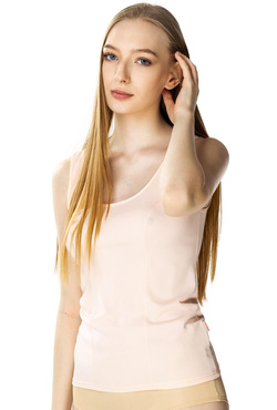 Klasyczna, gładka koszulka Mewa 4138 Karla z jedwabiu VISTEX łososiowy