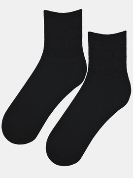 Skarpety damskie wełna ozdobny ściągacz czarne - Noviti