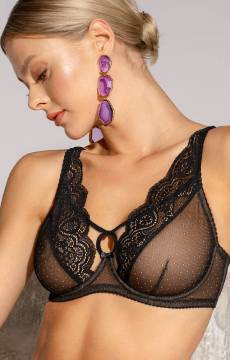 Czarny biustonosz z koronką typu soft Unikat ZELDA