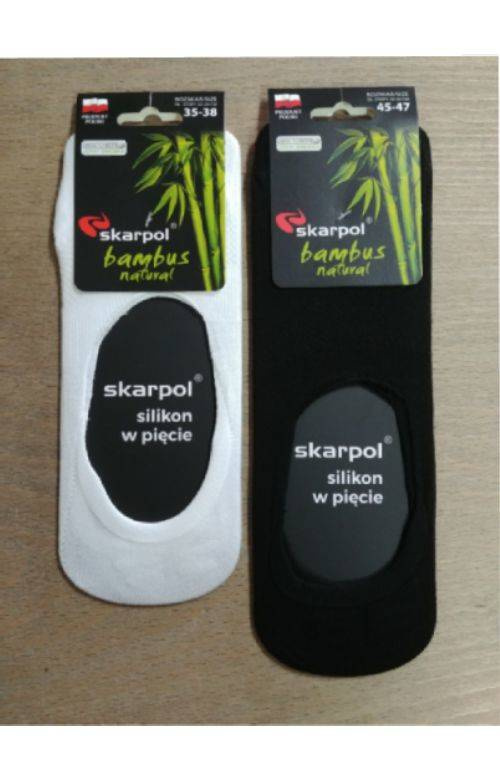 Skarpol 29 - bambusowe stopki do mokasynek, z silikonem na pięcie CZARNE