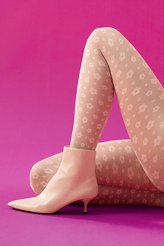 Białe rajstopy w kwiatki Fiore FOOTLOOSE 30 DEN off_white