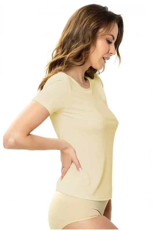 Beżowa koszulka z jedwabiu Vistex Mewa Otto 6556