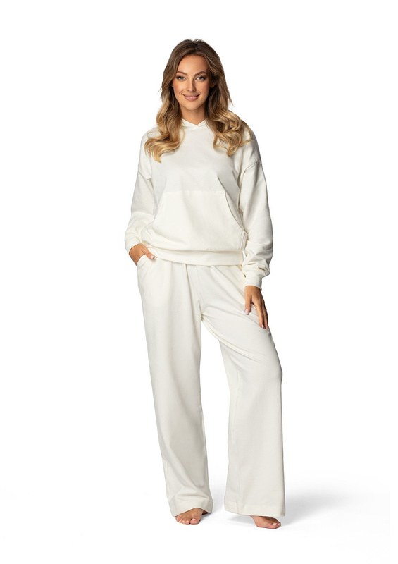 Komplet sportowy bluza z kapturem i "kangurką" oraz szerokie spodnie Dk-k-b8 - bordo bawełna - Dkaren