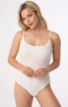 Bawełniane body damskie na ramiączkach Babell Tia w kolorze ecru