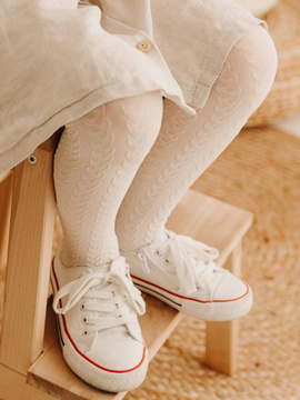 Kremowe rajstopy dziecięce Fiore BRAIDY 60 DEN gardenia