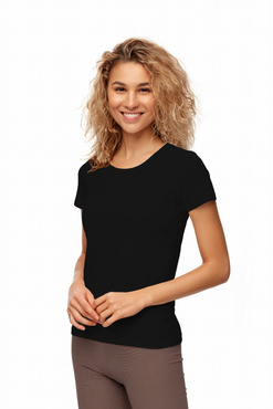 Bawełniana czarna koszulka damska Noviti BP003