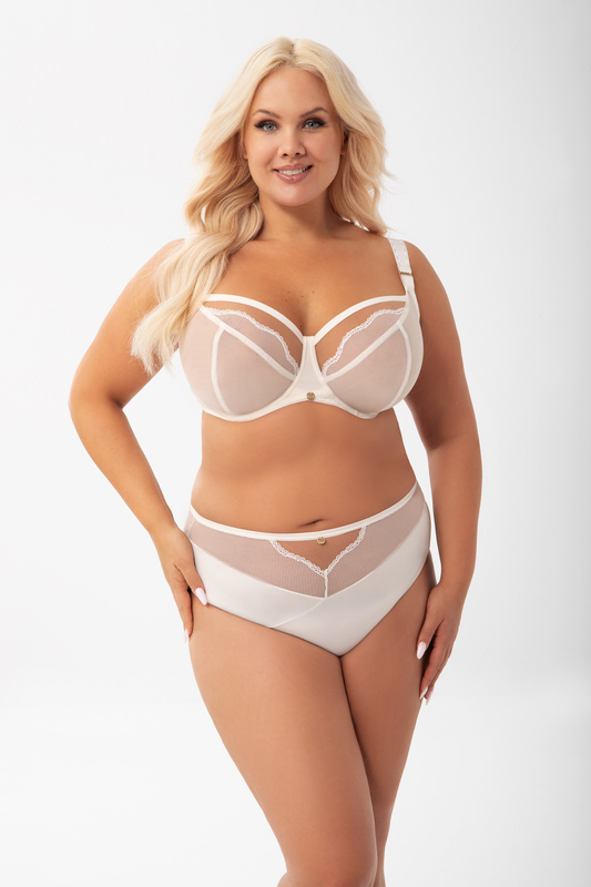 Miękki biustonosz w kolorze śmietanowym Gorsenia K900 IDA na duże biusty