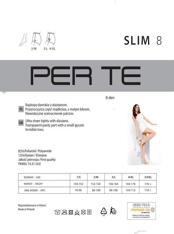 Klasyczne cienkie rajstopy damskie Perte Slim 8 den / ciemny beż