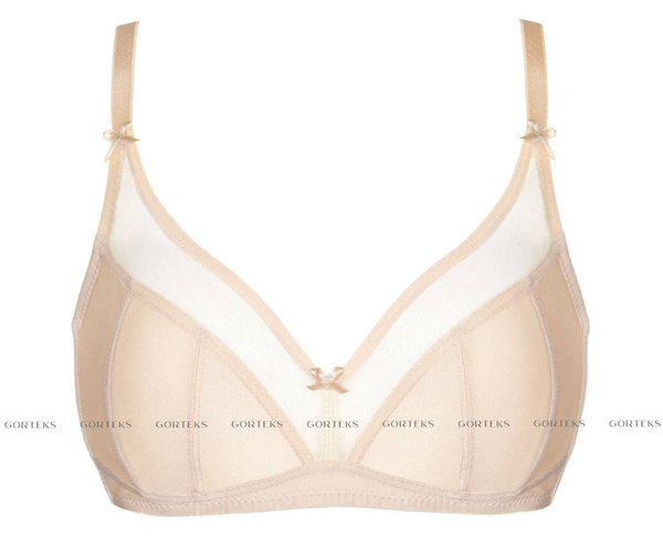 Miękki beżowy biustonosz bez fiszbin Gorteks ZARA/B2-V1 duży biust
