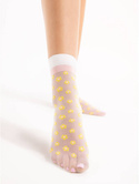 Białe skarpetki w zółte kwiatuszki Fiore  LA LA  20 den peach