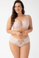 Półusztywniany beżowy biustonosz Gorsenia K647 ALICANTE z odciążającymi ramiączkami.