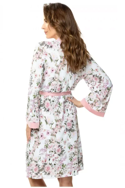 Peniuar w kwiaty Mewa 6462 KAMELIA z jedwabiu Vistex