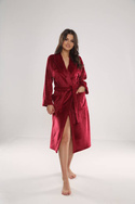 Ciepły długi wiązany szlafrok Abigail De Lafense 628 BORDOWY