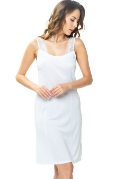 Biała halka z koronkowymi ramiączkami Mewa Cloe 6553