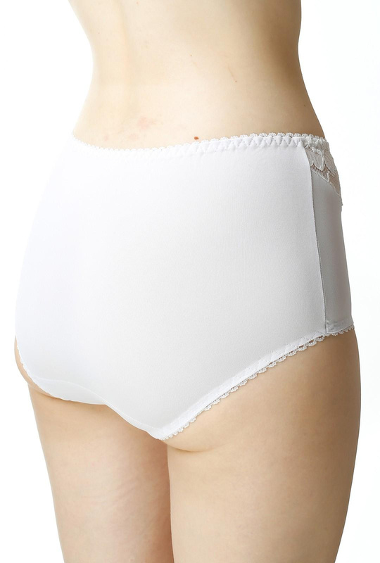 Figi damskie Liza wysoki stan z koronką kol. biały - Mewa