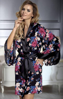 Wiązany szlafrok z szyfonu Unikat SACHIKO w kwiaty