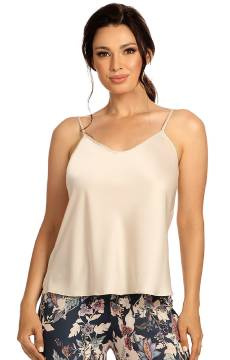 Satynowy top na wąskich ramiączkach Hamana Ewona j beż