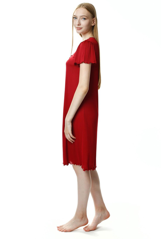 Koszula nocna Doris damska z krótkim rękawkiem 6076 burgundowy - Mewa