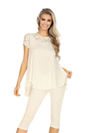 Elegancka kremowa piżama 3/4 Hamana Elimar S-5XL