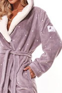 Fioletowy ciepły szlafrok z kapturem L&L 2318 LOOP ametyst