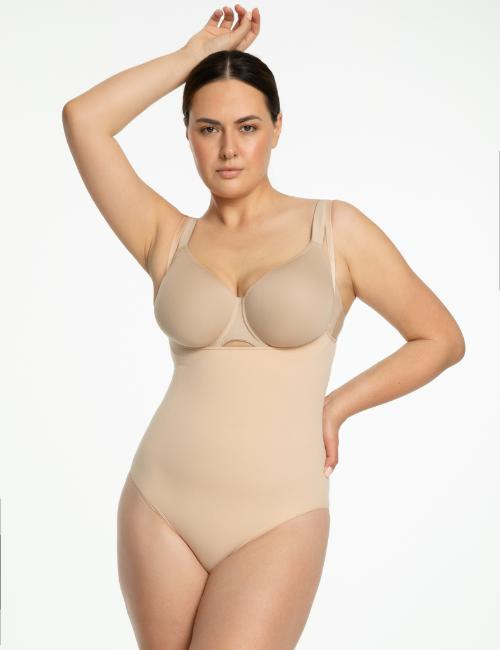 Wyszczuplające body pod biust 419 SEAMLESS BODY OPEN BUST bezszwowe beż