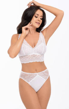 Bawełniane figi z ozdobną koronką z przodu i z tyłu Babell 173 białe