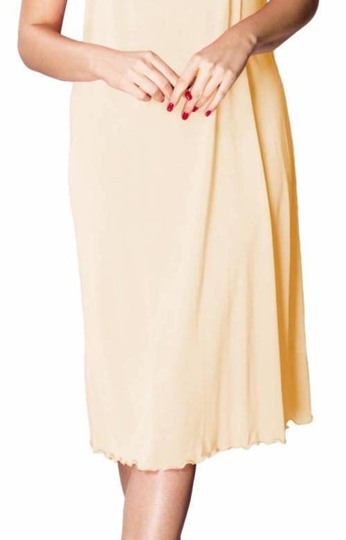 Długa koszula nocna Mewa 4112 z jedwabiu Vistex kremowy