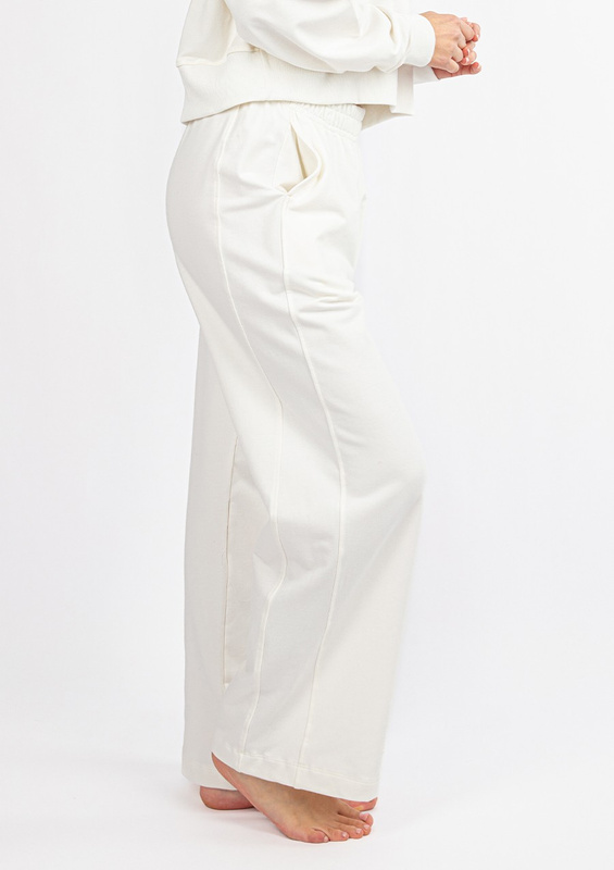 Bawełniane spodnie dresowe DK-K-B23 - ecru Dkaren