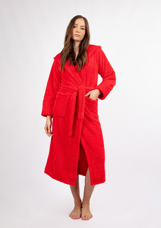 Szlafrok/ Podomka DIANA DŁUGA CZERWONA - puch czerwony - Dkaren