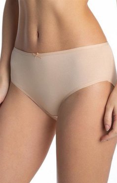 Beżowe bawełniane gładkie figi damskie Lama - 400 Bikini