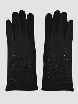 Czarne rękawiczki damskie z cekinami TS Noviti RW016