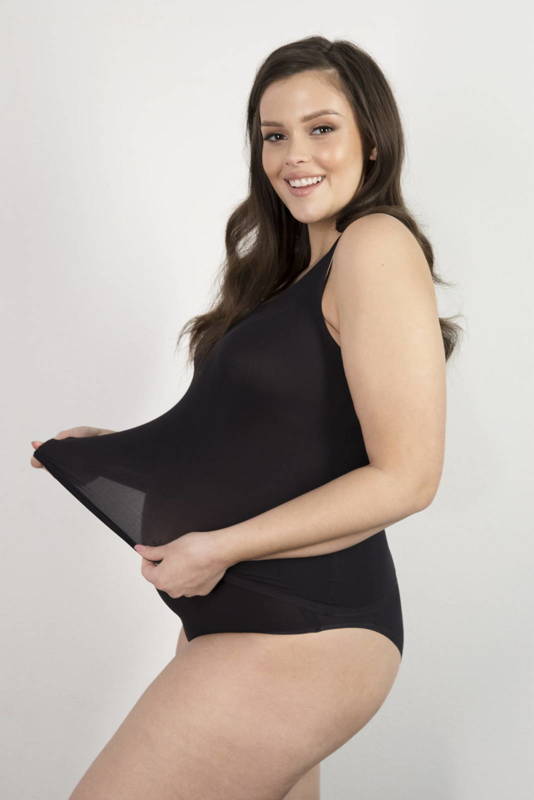 Czarna koszulka  ciążowa Julimex MAMA FLEXI-ONE S-XL rośnie razem z brzuszkiem